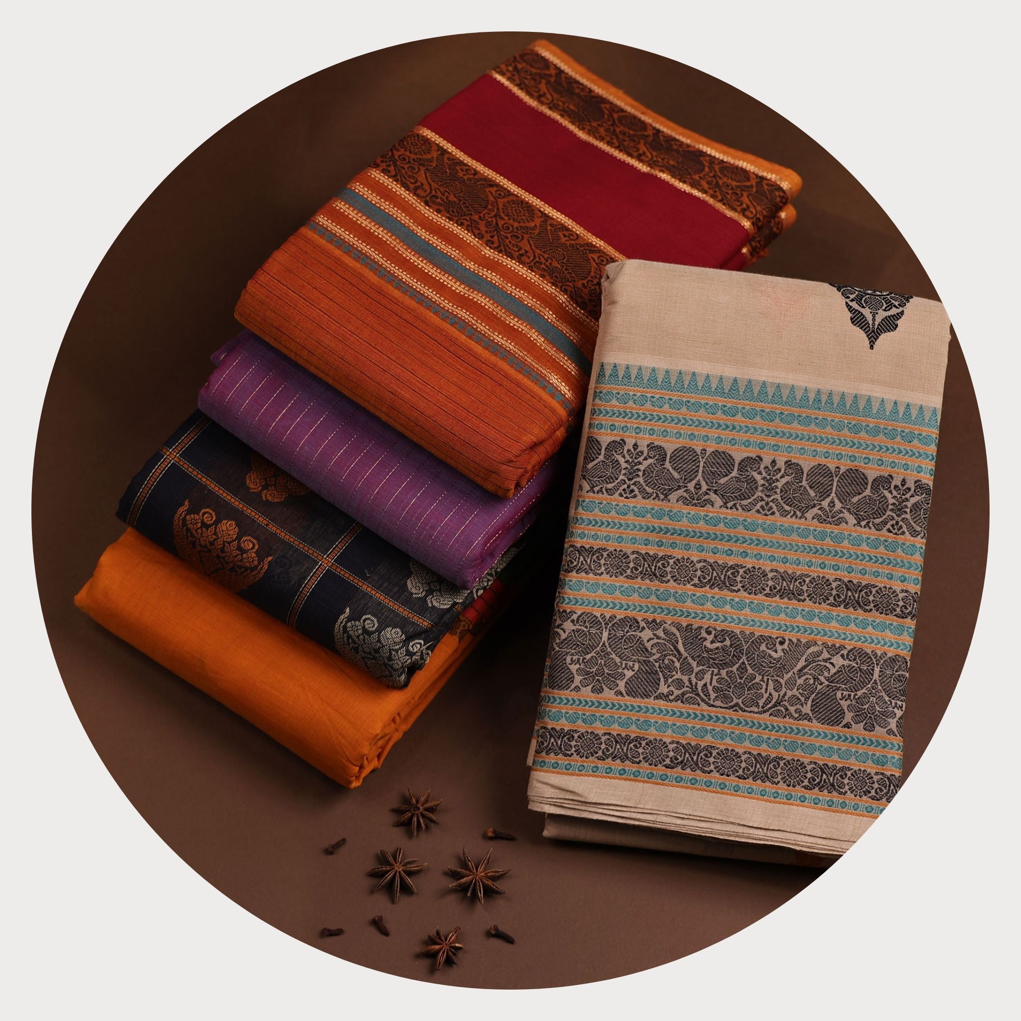 Kanchi Cotton Saree : Olive x Blue
