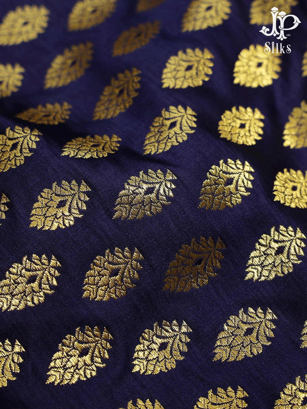Navy Blue Banarasi Brocade Fabric - C848 - View 1