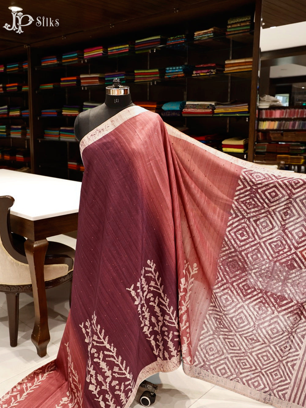 Light & Red Brown Semi Tussar Saree - E5926-view2