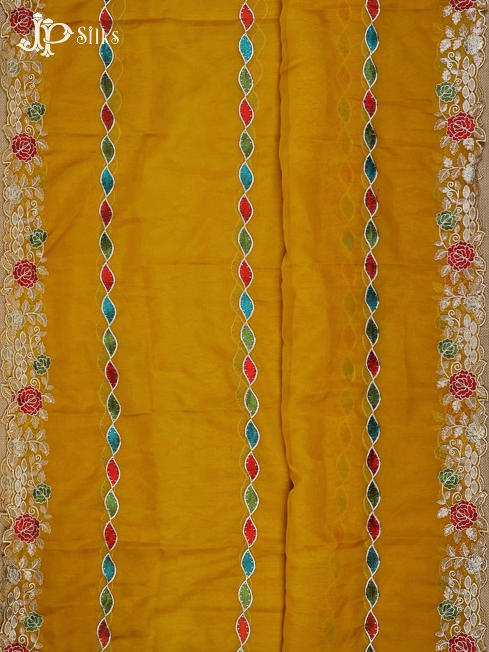 Yellow Organza Chudithar Material - E3596 - View 2