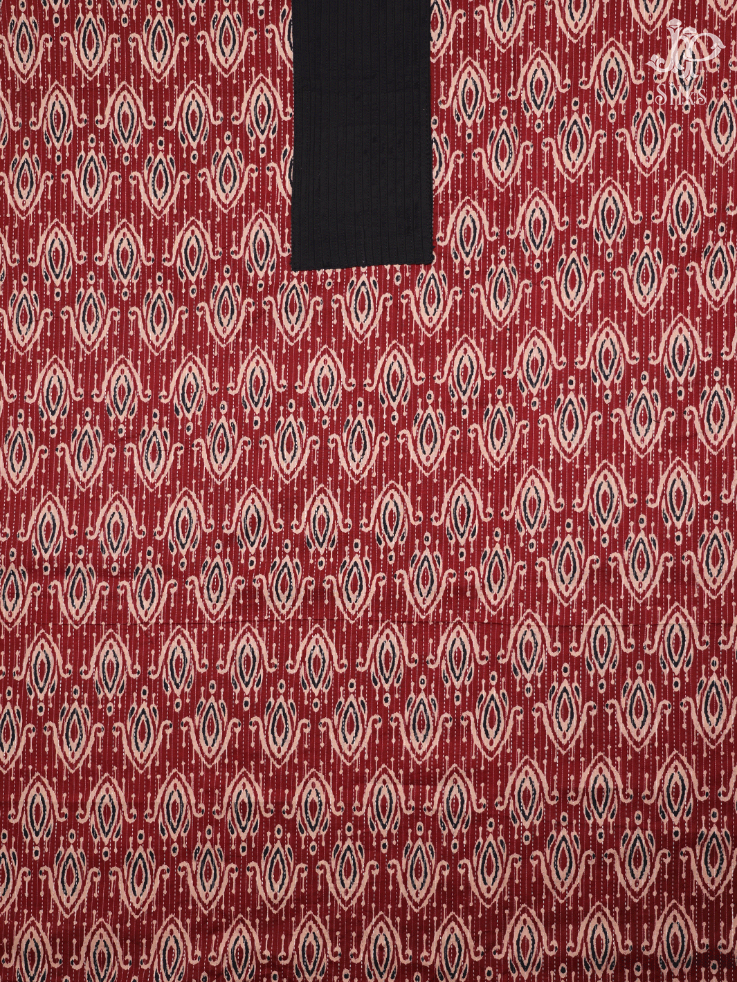 Maroon and Black Cotton Chudidhar Material - E6126 - View 2