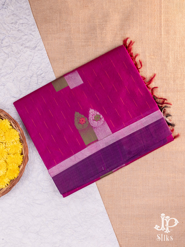 Rani Pink and Green  Negamam Cotton Saree - D2432