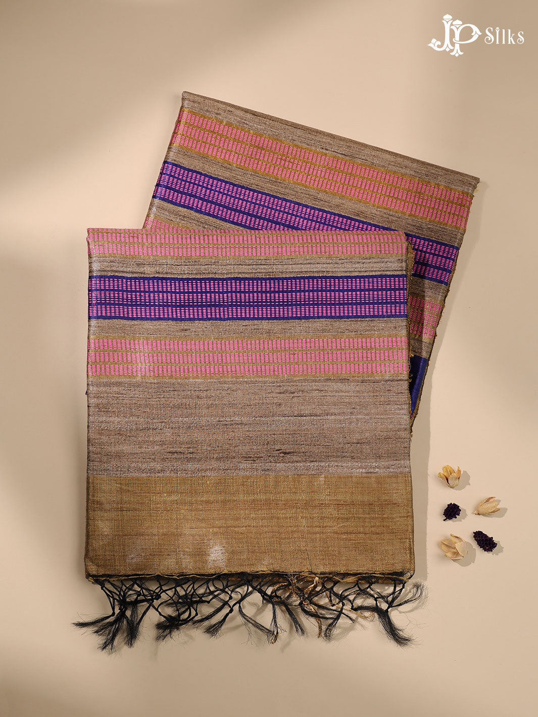 Gold and Purple Tussar Silk Saree - D8322