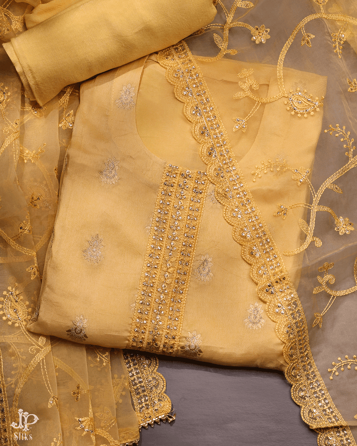 Yellow Unstitched Chudidhar Material - D5198 - View 1