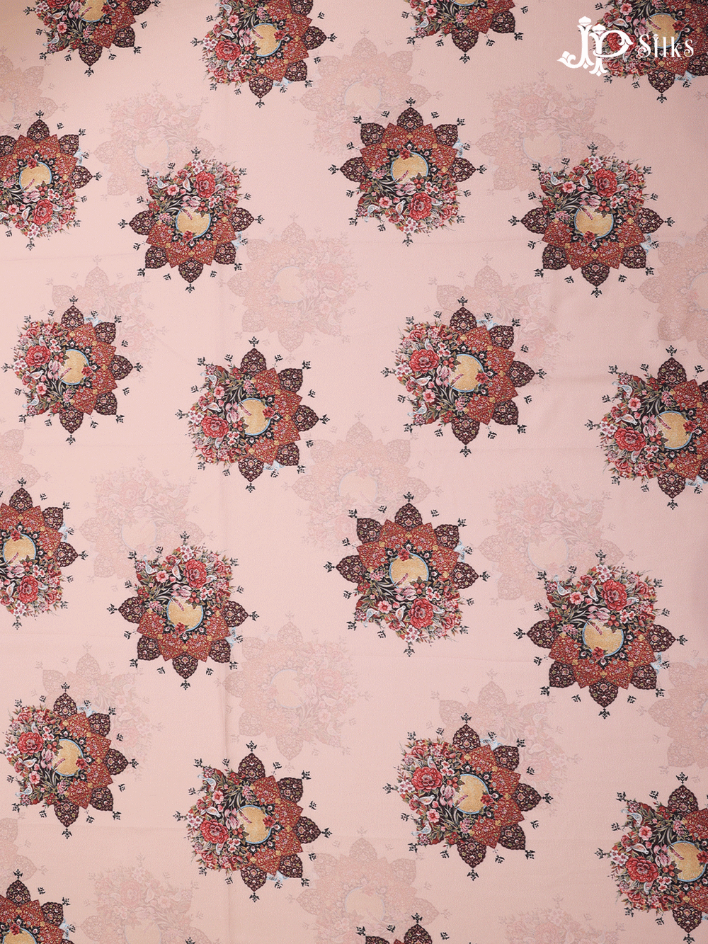 Powder Pink Digital Printed Chiffon Fabric- A14328 - View 1