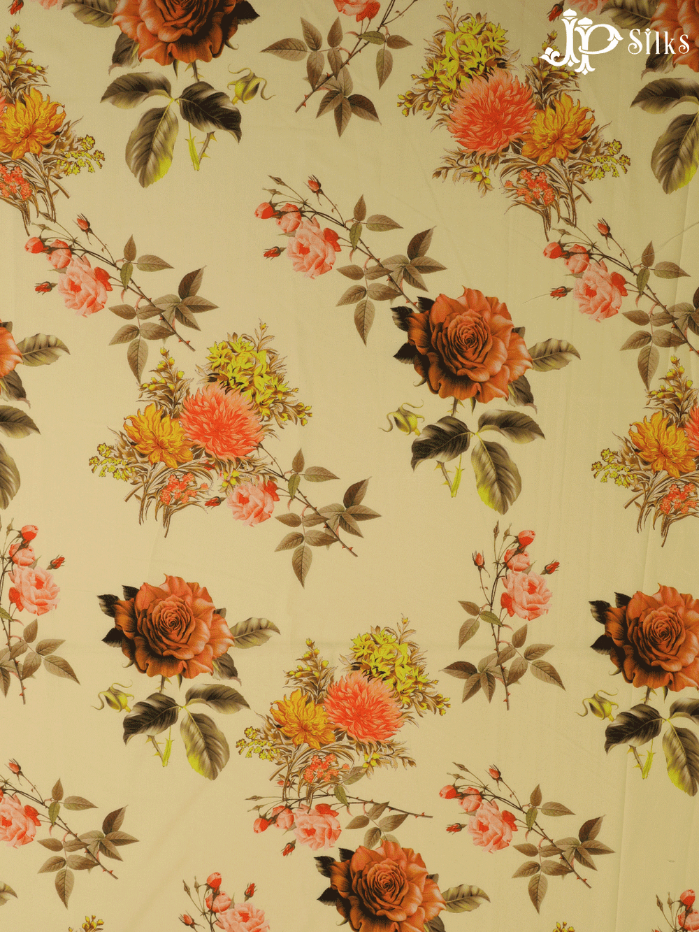 Yellow Digital Printed Chiffon Fabric- A14329 - View 1