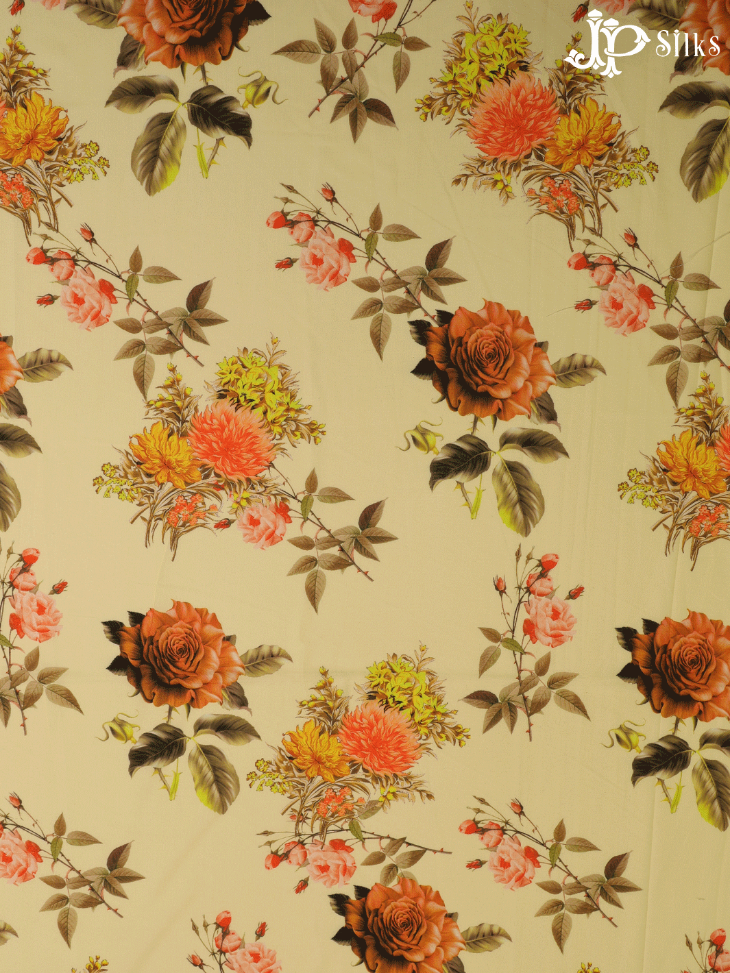 Yellow Digital Printed Chiffon Fabric- A14329 - View 1