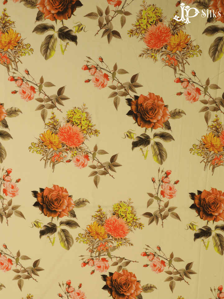 Yellow Digital Printed Chiffon Fabric- A14329 - View 1
