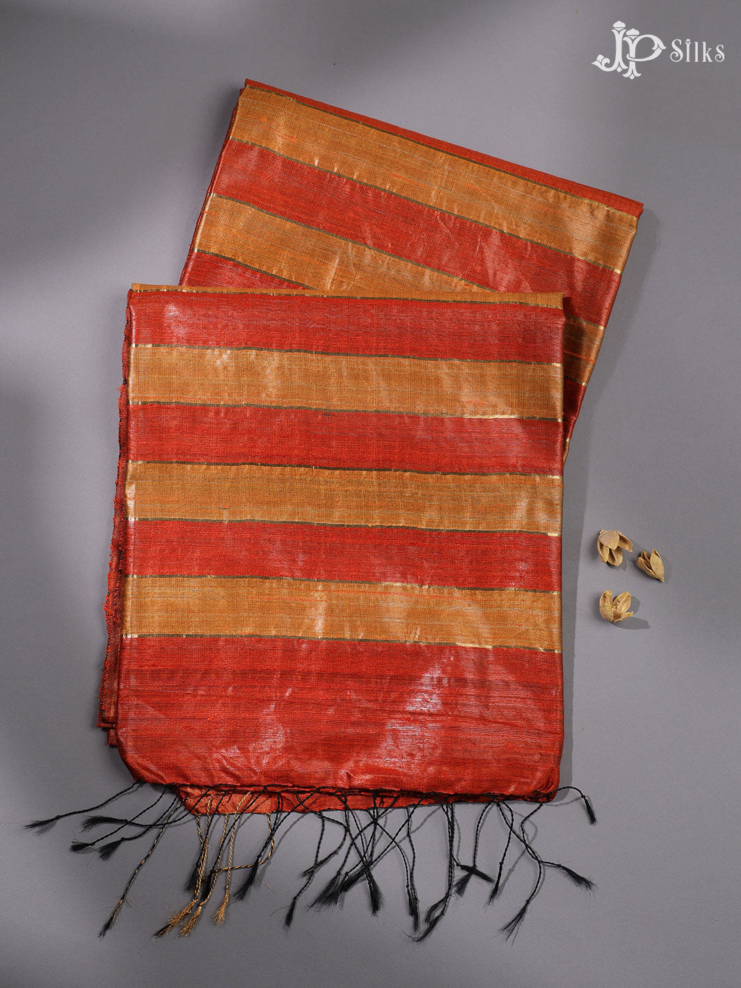 Red and Yellow Tussar Silk Saree - E31