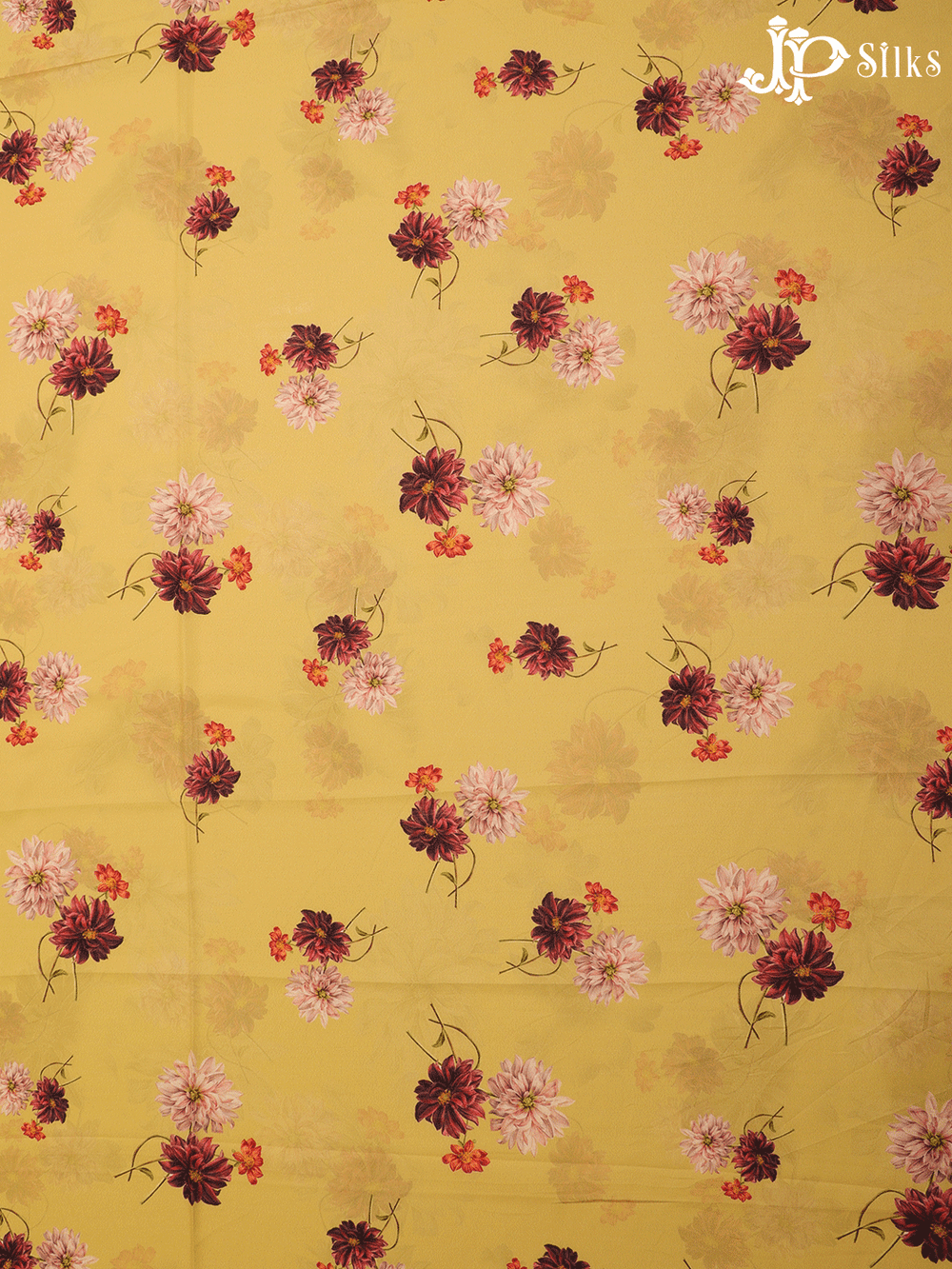 Yellow Digital Printed Chiffon Fabric- A14327 - View 1