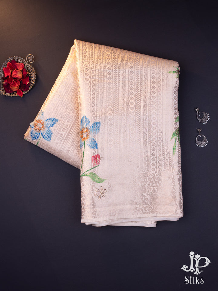 Baby Pink Banaras Fancy Saree - E2218