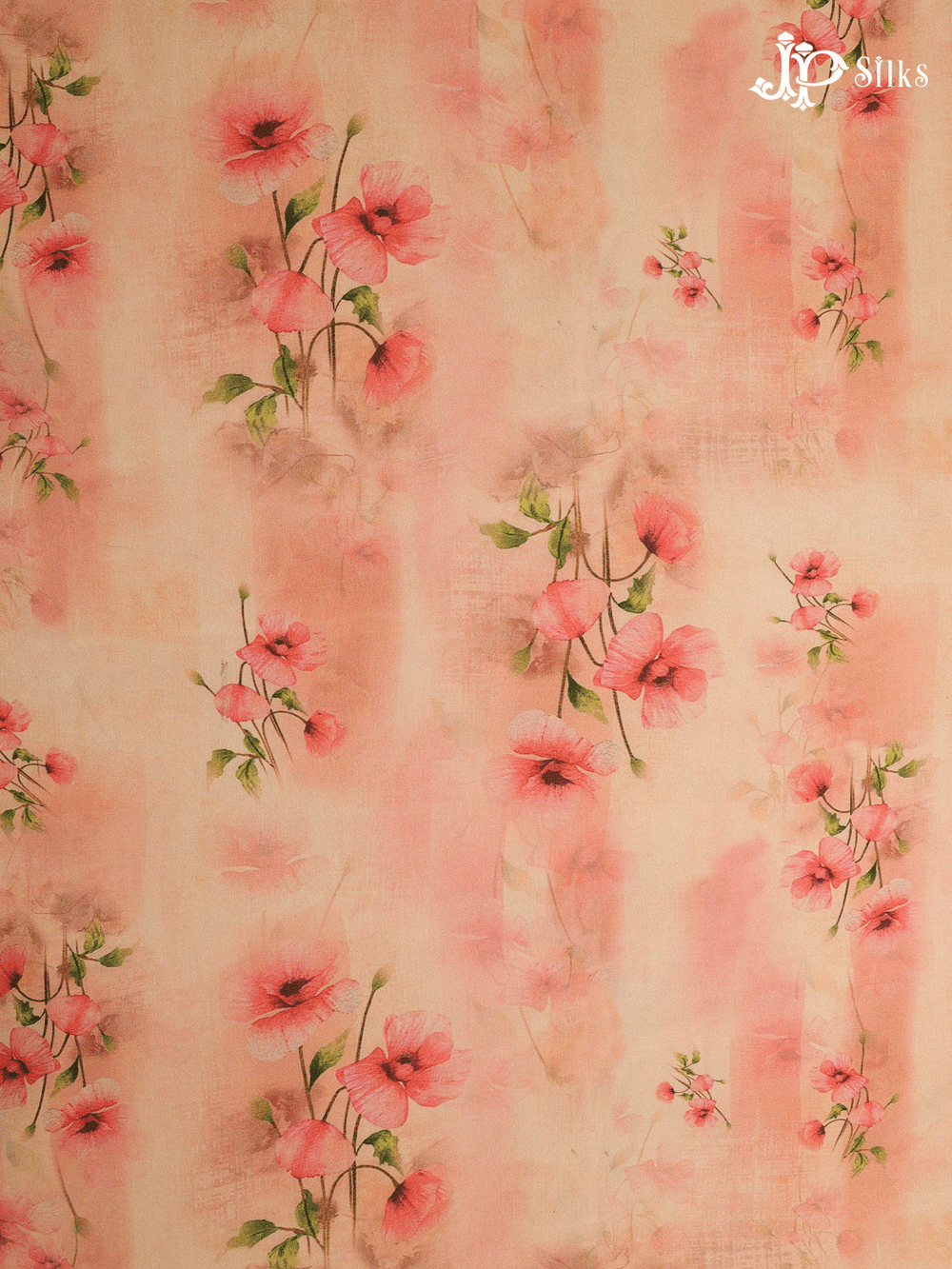 Peach Digital Printed Chiffon Fabric - A14306 - View 1