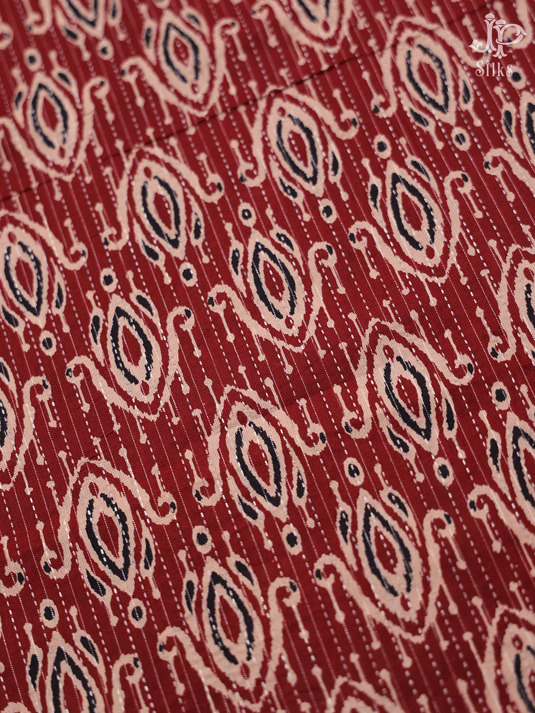 Maroon and Black Cotton Chudidhar Material - E6126 - View 1
