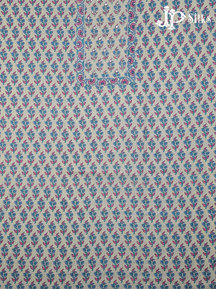 Off White Cotton Unstitched Chudidhar Material Set - F131