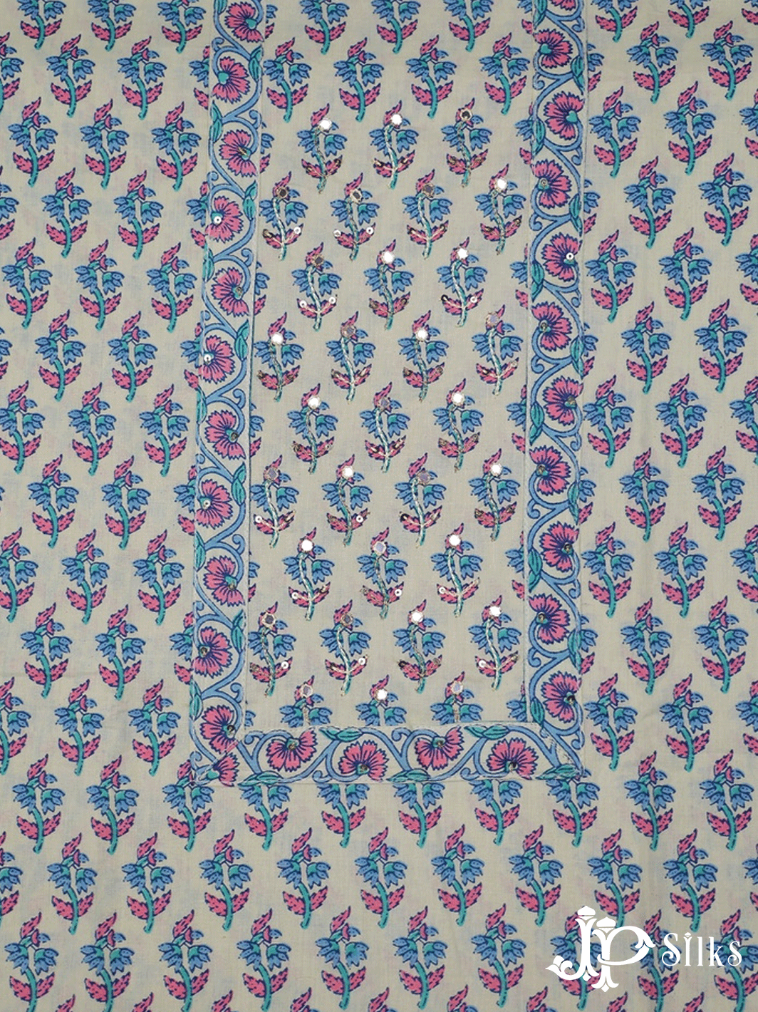 Off White Cotton Unstitched Chudidhar Material Set - F131