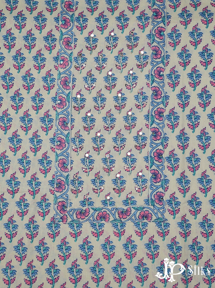 Off White Cotton Unstitched Chudidhar Material Set - F131