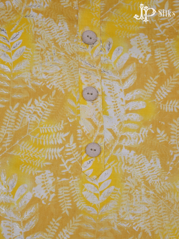 Yellow Cotton and Rayon Unstitched Chudidhar Material - F107