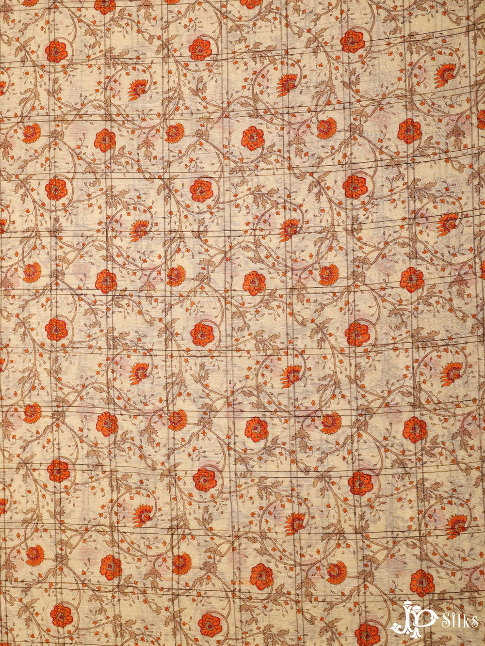 Beige and orange Cotton Fabric - A6516 - View 1
