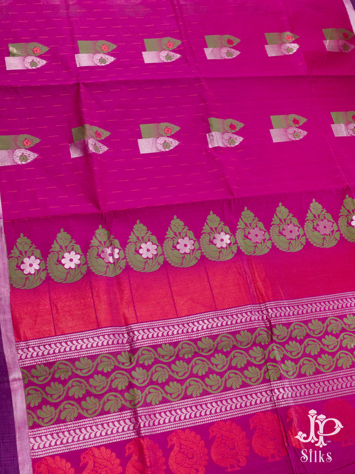 Rani Pink and Green  Negamam Cotton Saree - D2432 - VIew 4