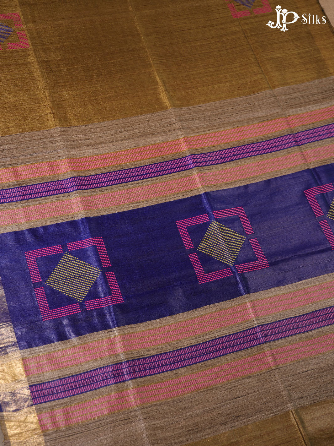 Gold and Purple Tussar Silk Saree - D8322 - View 3