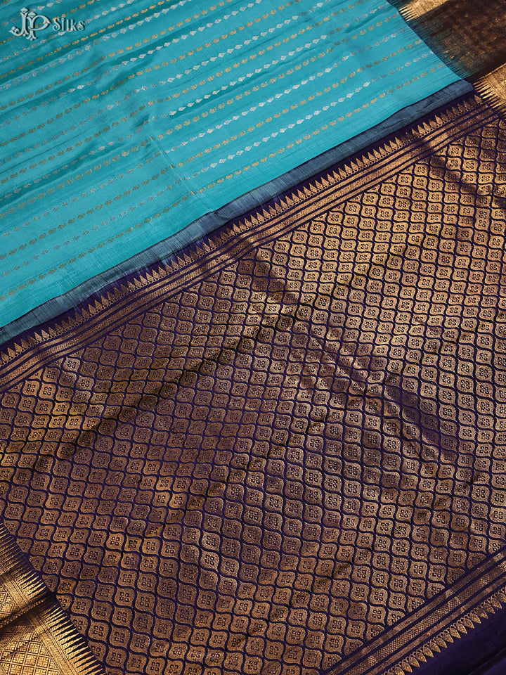 Blue Zari Kanchipuram Silk Saree - D75 - View 5