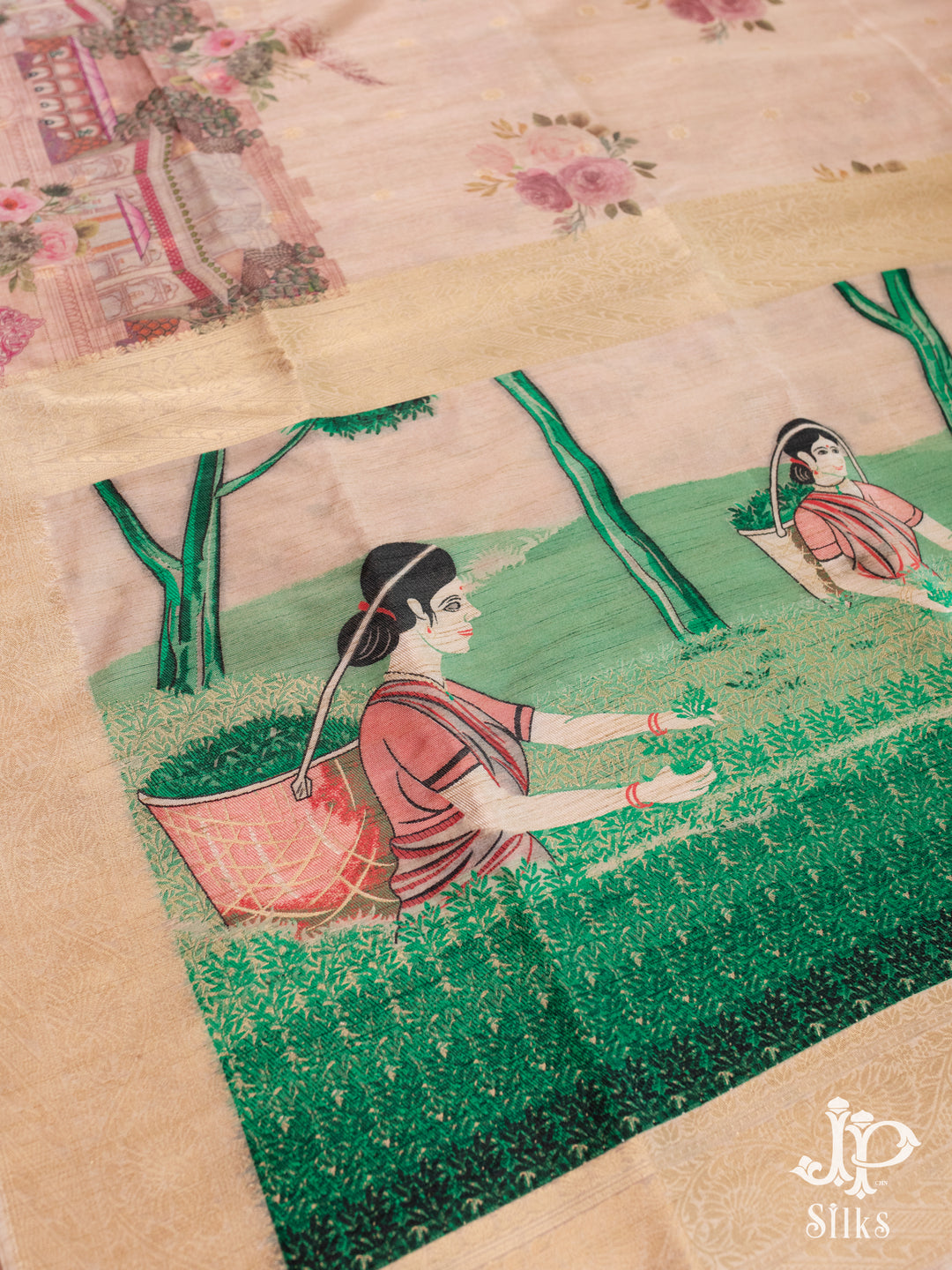 Baby Pink Semi Tussar Fancy Saree - E784 -3