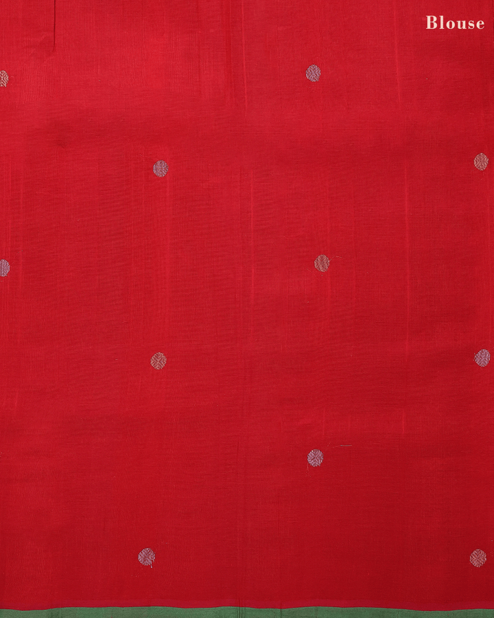 Red Silk Cotton Saree  - D207 - View 3