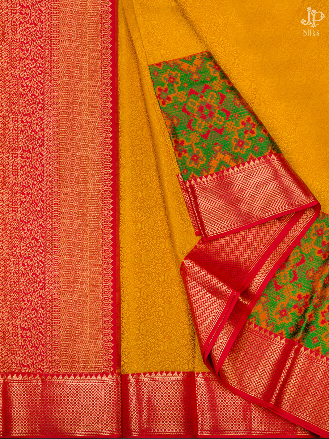 Mustard Yellow Kanchipuram Silk Saree - D7253 - View 5