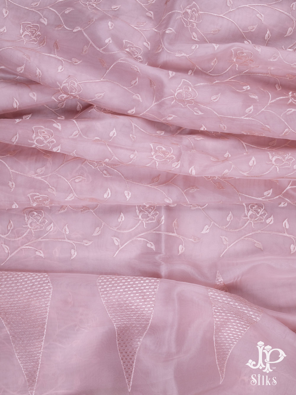 Baby Pink Organza Fancy Saree - E749 -1