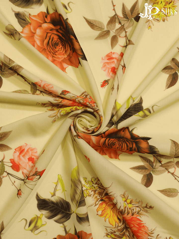 Yellow Digital Printed Chiffon Fabric- A14329 - View 3