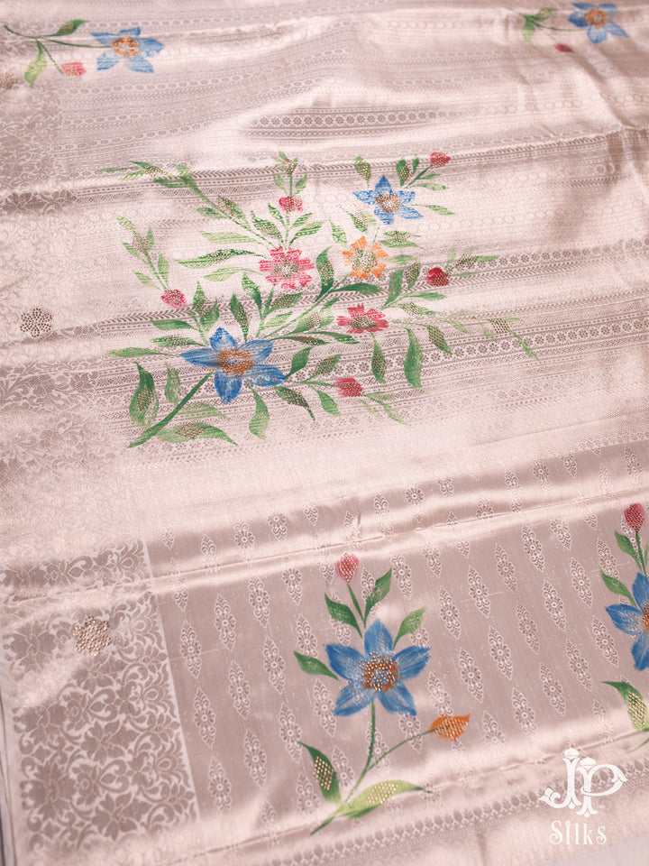 Baby Pink Banaras Fancy Saree - E2218 -3