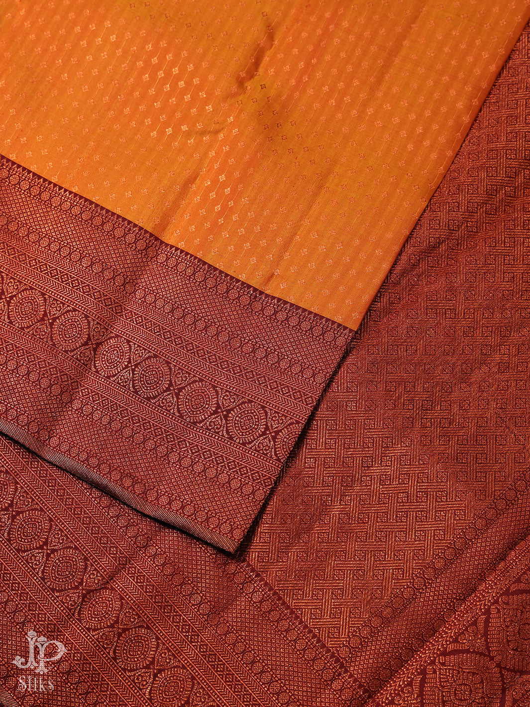 Sunset Orange Pure Silk Saree - D7927 - View 3