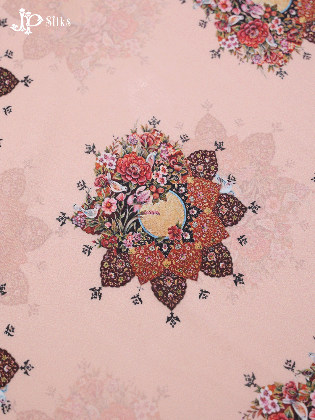 Powder Pink Digital Printed Chiffon Fabric- A14328 - View 2