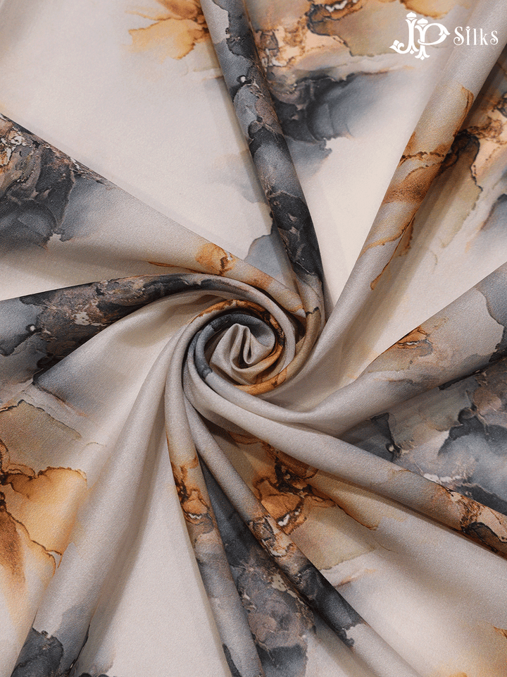 Light Grey Digital Printed Chiffon Saree - A14310 - View 2