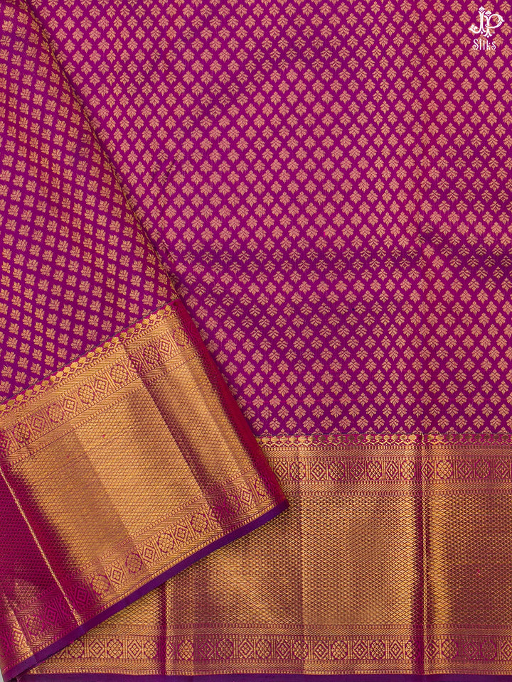 Pink and Purple Kanchipuram Silk Saree - D9758 - View 4