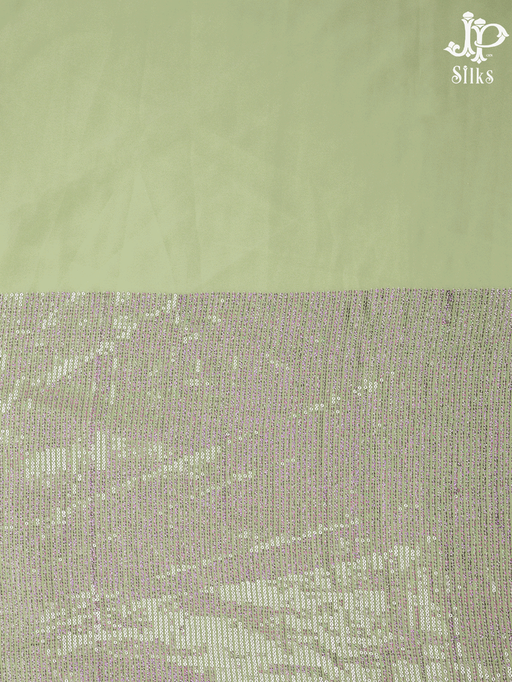 Light Pista Green Sequin Work Georgette Fancy Saree - E5463 - View 4