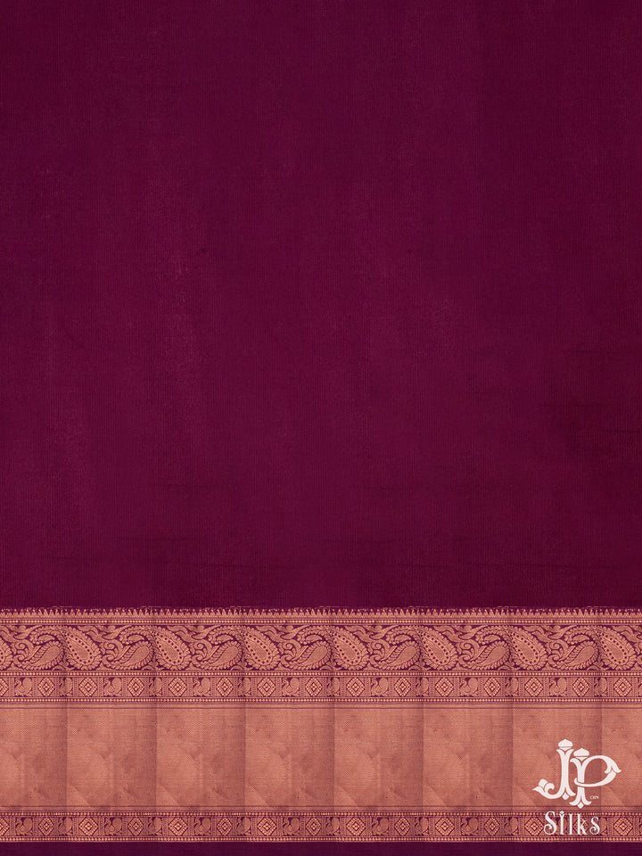 Parrot Green and Maroon Soft Silk Saree - D6134 - View 2