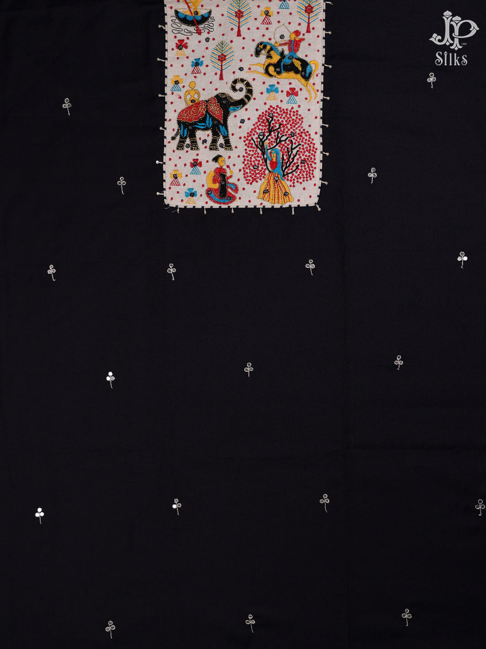 Black and White Cotton Chudidhar Material - C4317 - View 1