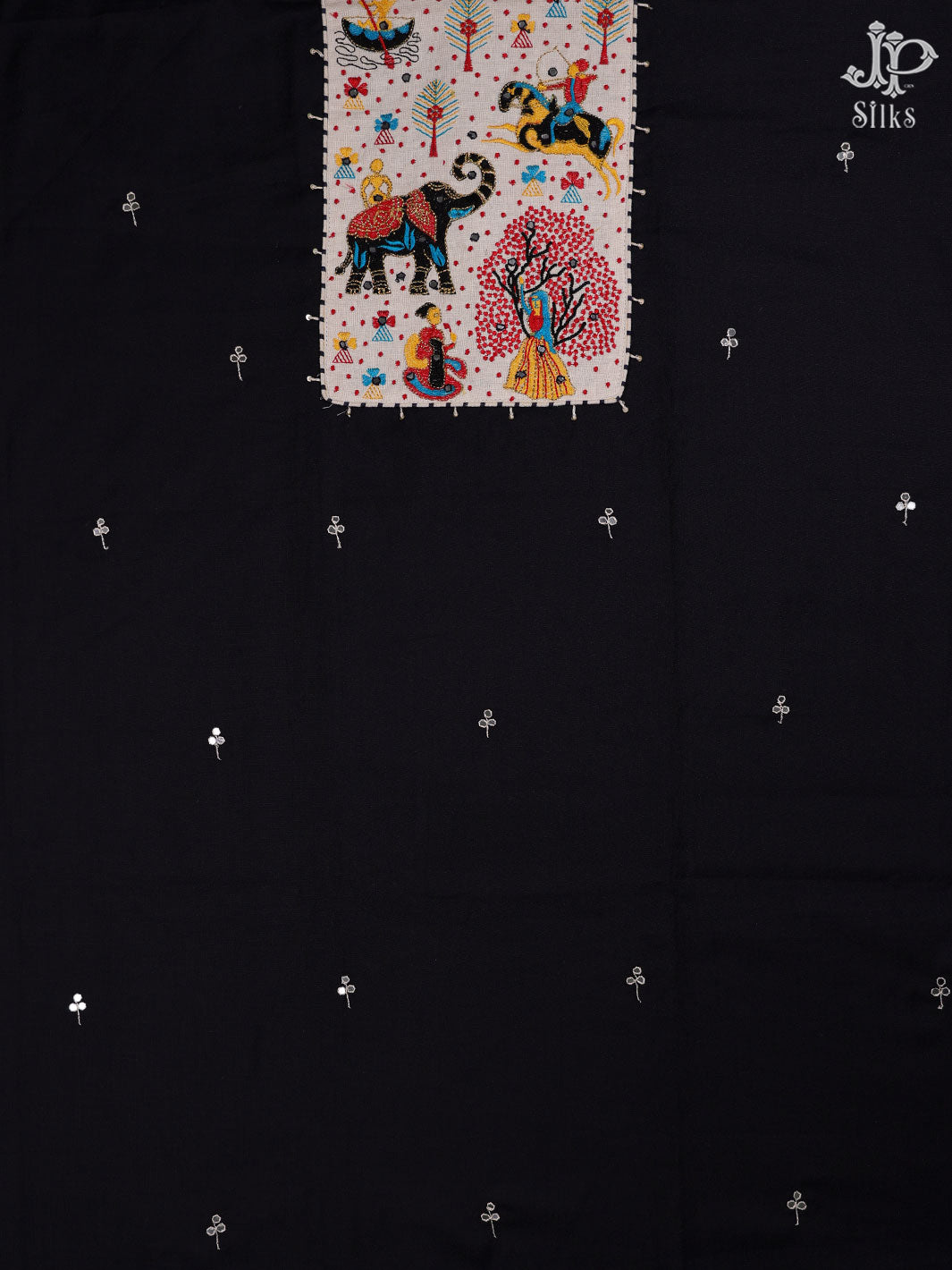 Black and White Cotton Chudidhar Material - C4317 - View 1