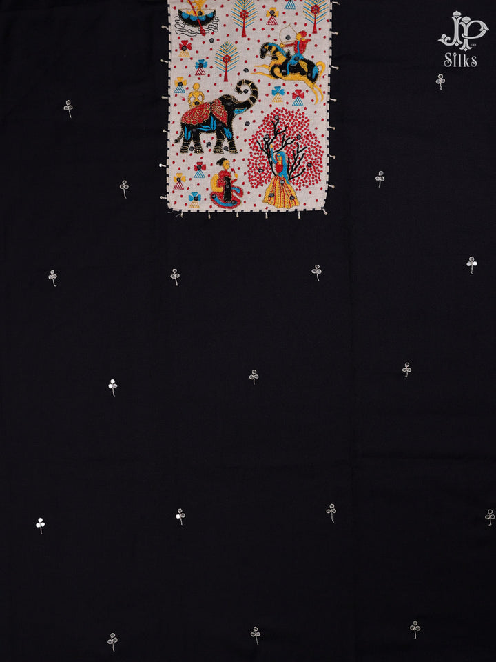 Black and White Cotton Chudidhar Material - C4317 - View 1