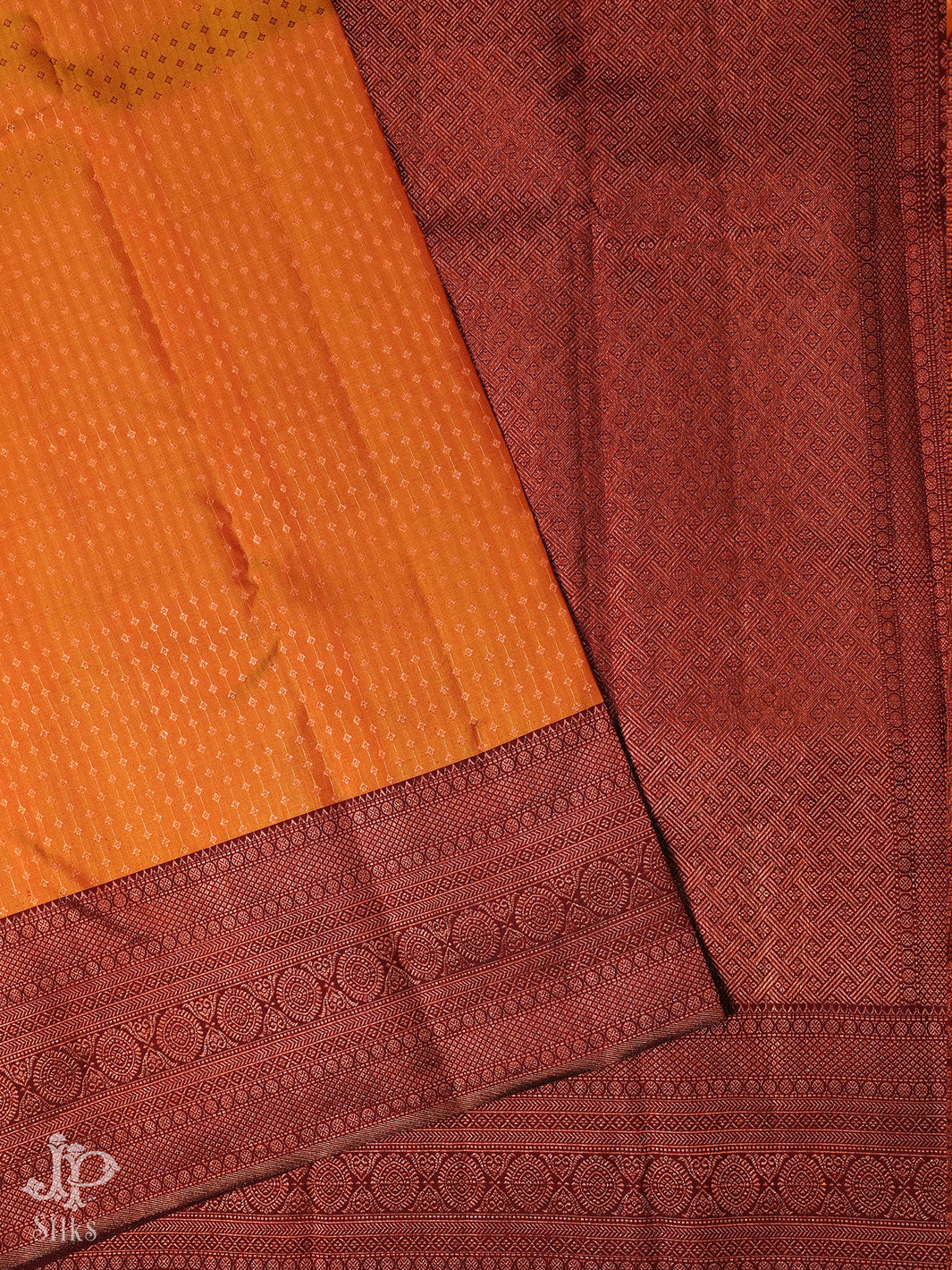 Sunset Orange Pure Silk Saree - D7927 - View 4