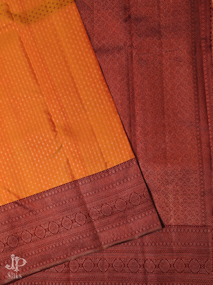 Sunset Orange Pure Silk Saree - D7927 - View 4