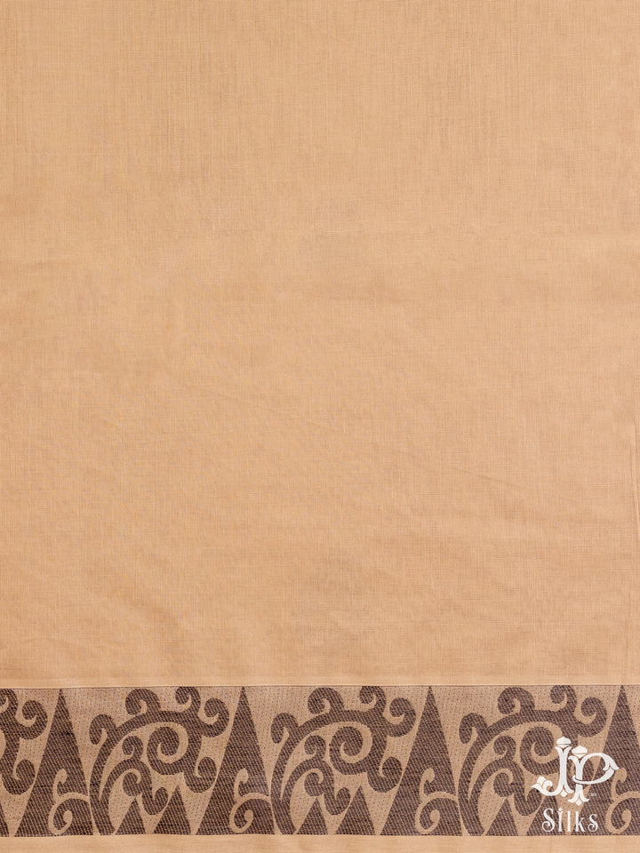 Beige Cotton Saree - D2485 - View 2