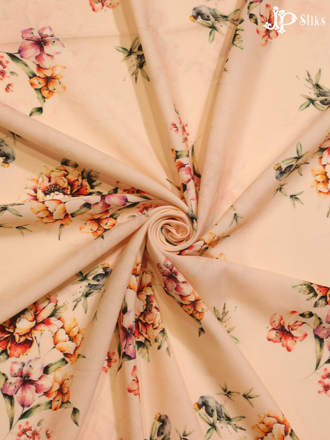 Peach Digital Printed Chiffon Fabric - A14331 - View 3