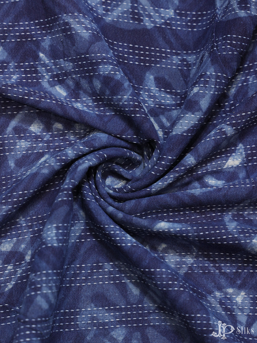 Navy Blue Digital Printed Cotton Fabric - D1773 - View 3