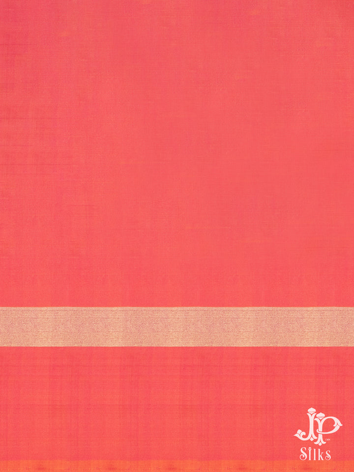 Black and Reddish Orange Soft Silk Saree - C441 - View 2