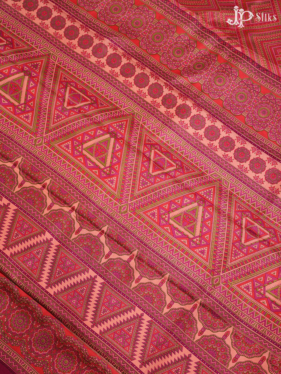 Multicolor Crepe Raw Silk Saree- E884 - View 3