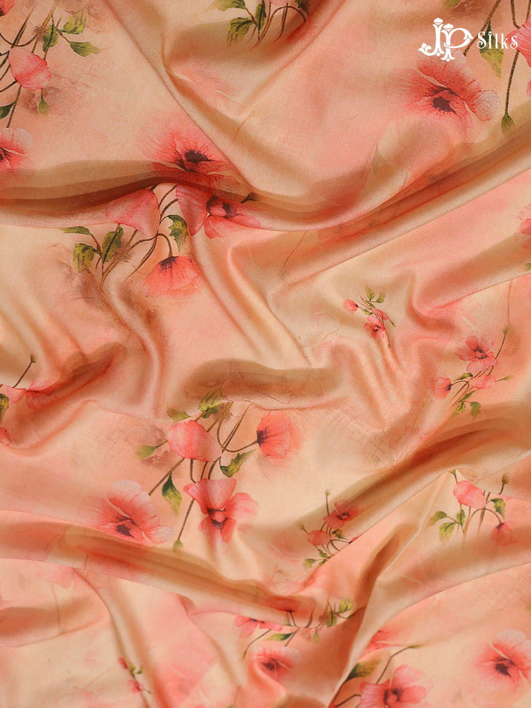 Peach Digital Printed Chiffon Fabric - A14306