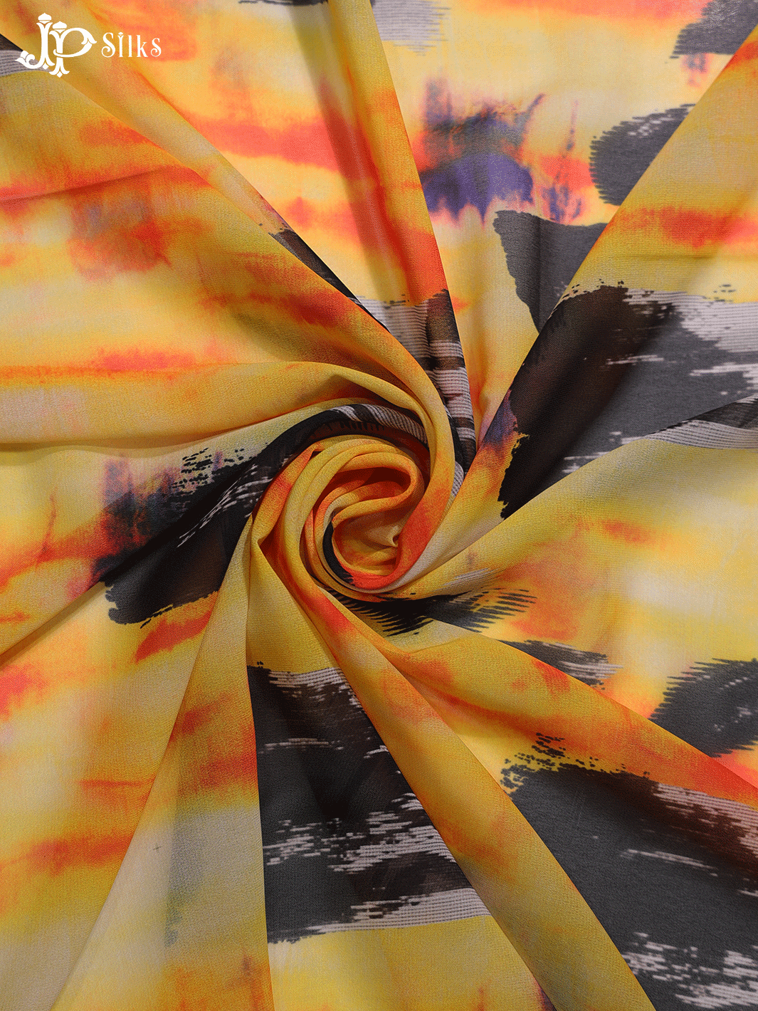 Multi Color Tie and Dye Digital Printed Chiffon Fabric- C3126 - View 3