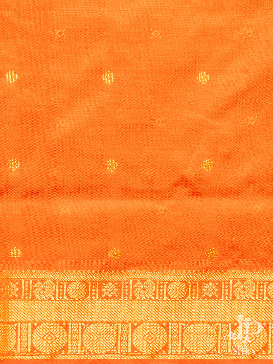 Blue and Orange Poly Cotton Saree - D1169 - View 3